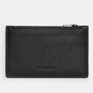 NEW Coach Zip Card Case Wallet Black Leather